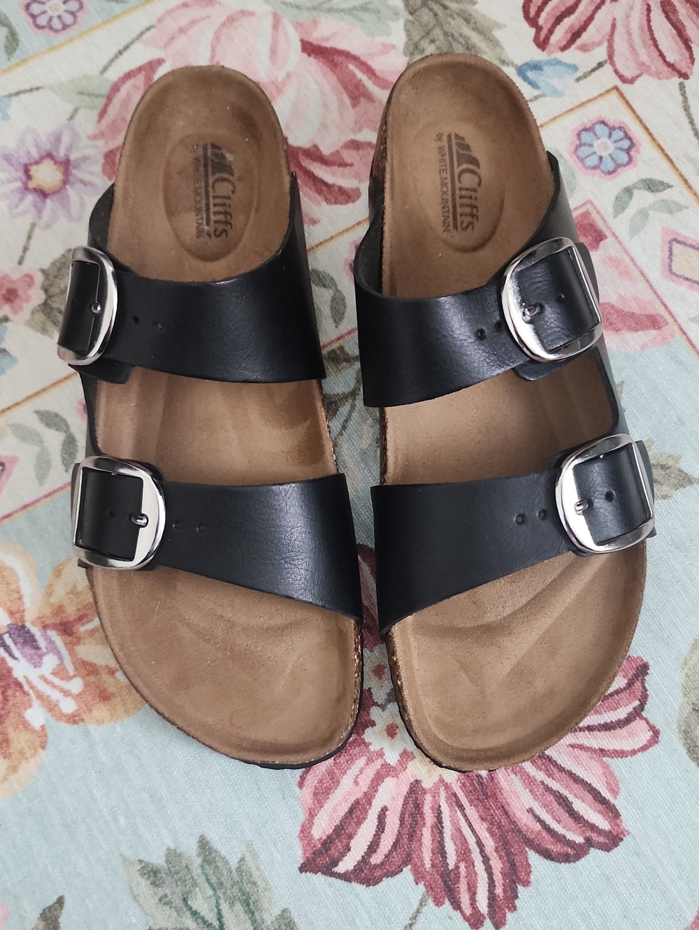 Cliffs by White Mountain Kids Black Double-Buckle Slide Sandals
